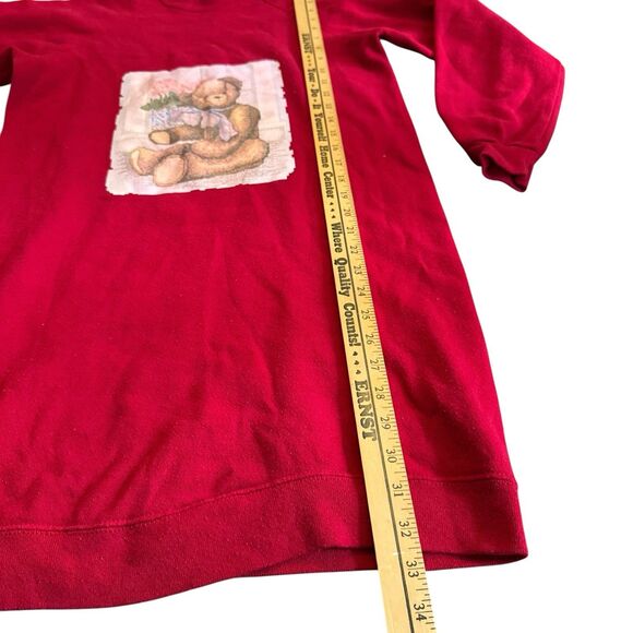 VTG‎ WRANGLER Sweats Sweatshirt Dress Large Red Christmas Bear USA - Picture 5 of 13